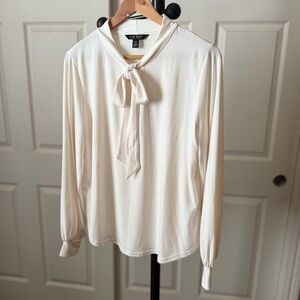 Ralph Lauren Cream Tie-Neck Blouse size Large